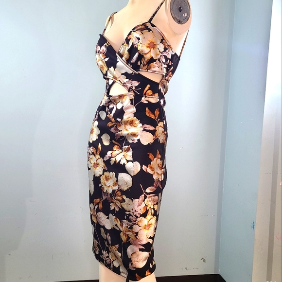 AKIRA Black & Gold Cutout Midi Dress, M - Picture 5 of 10